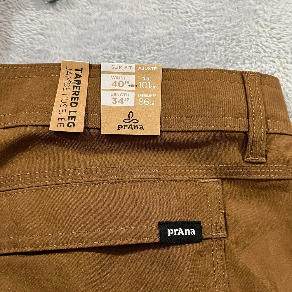 PrAna Zion Pants II Mens 40x34 Sepia Brown Hiking Outdoor Camping Slim Fit Trail